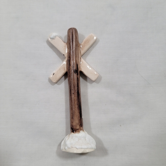 Jo Laine Vintage Christmas Village Railroad Crossings Sign Porcelain - Picture 8 of 8